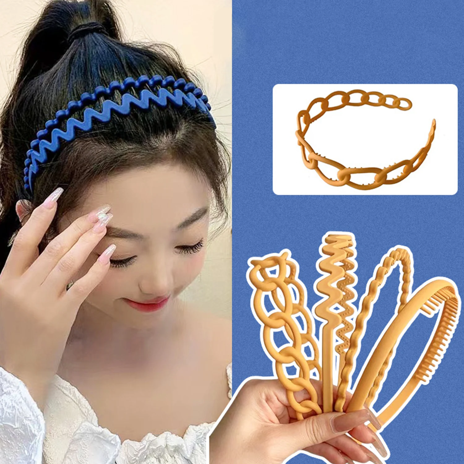 

4Pcs/Set Women Anti-slip Frosted Braid Headband Hair Band Solid Color Hair Hoop For Women's Hair Organization Face Washing Bath