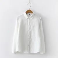 Femmes Blouses nouvelle mode à manches longues confortable bureau chemise coton fil décontracté hauts Blusas Femininas couleur unie 2