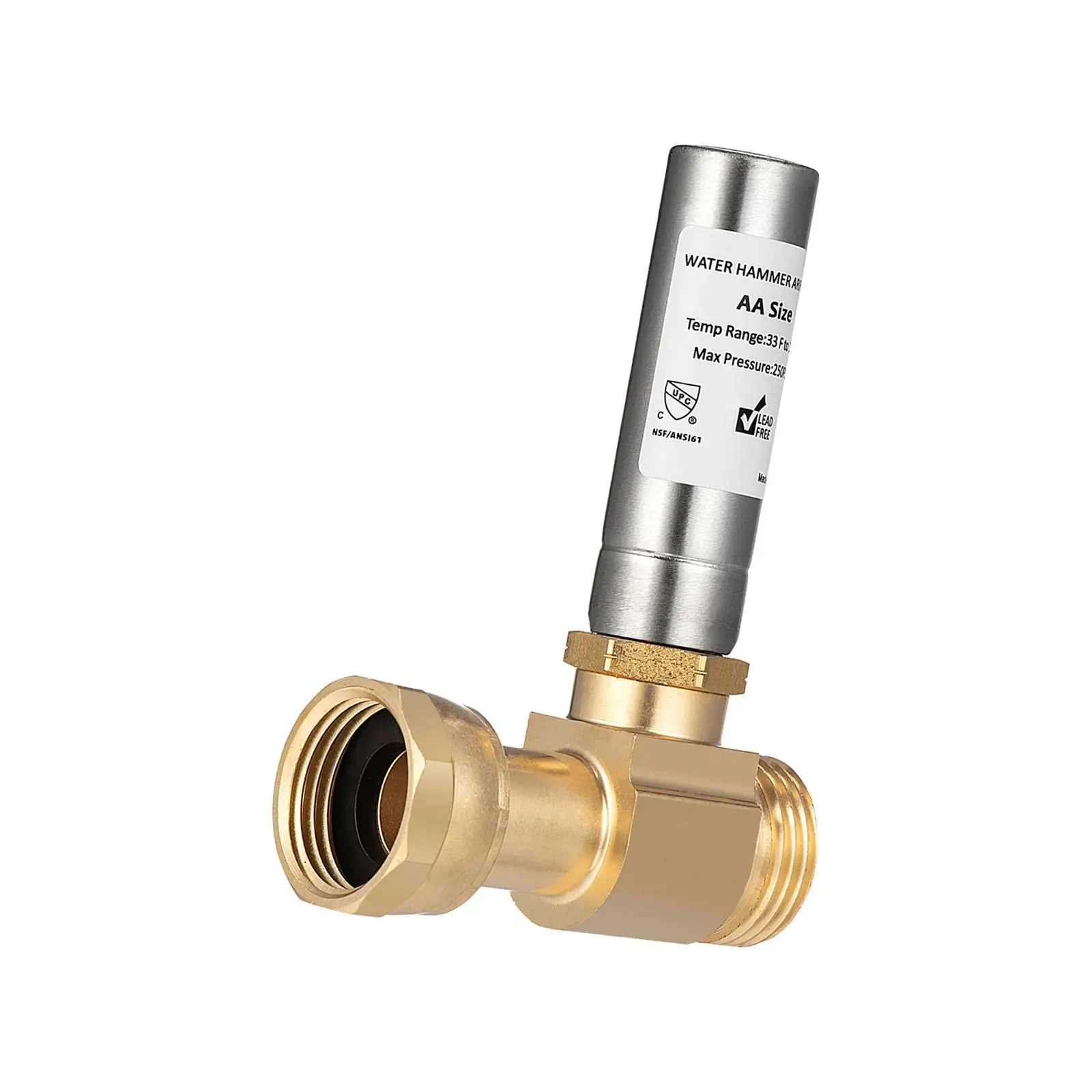 Water Hammer Arrestor High Temperature Brass Easy to Install Pressure Reducer for Washer Laundry Pipe Laundry Room Hotel Kitchen