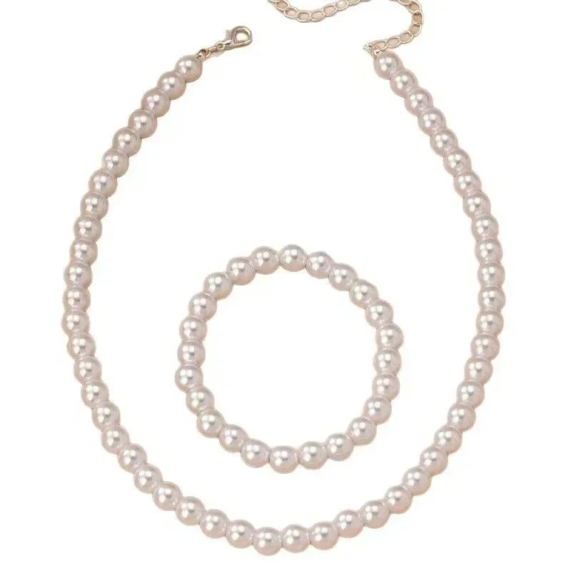 Imitation Pearl Necklace Women Elegant Jewelry Set Necklaces Bracelet Earrings for Ladies Party Fashion Accessories Adult Gifts - Image 5