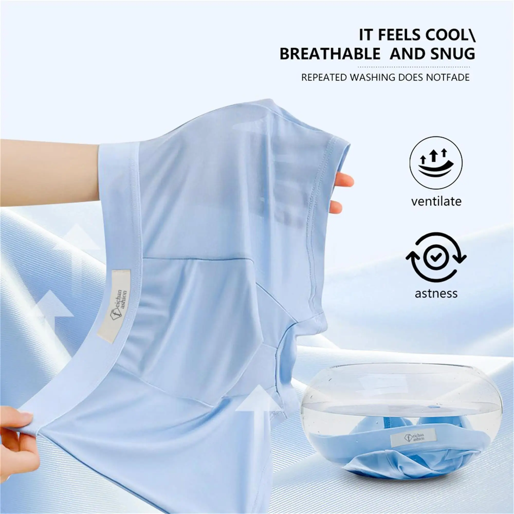 Plus size high waisted men's boxer briefs ice silk underwear sports fitness quick dry moisture wicking oversized underpants men