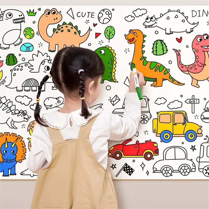 Children's Drawing Roll DIY Coloring Paper Roll Color Filling Paper Graffiti Scroll Paper-cut for Kids Painting Educational Toys 5
