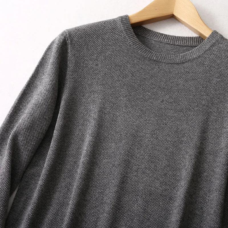 Men Sweater 85% Mulberry Silk 15% Cashmere Solid Colors Crew Neck everyday Long Sleeve Pullover Warm Top Shirt L XL XXL LY047 2