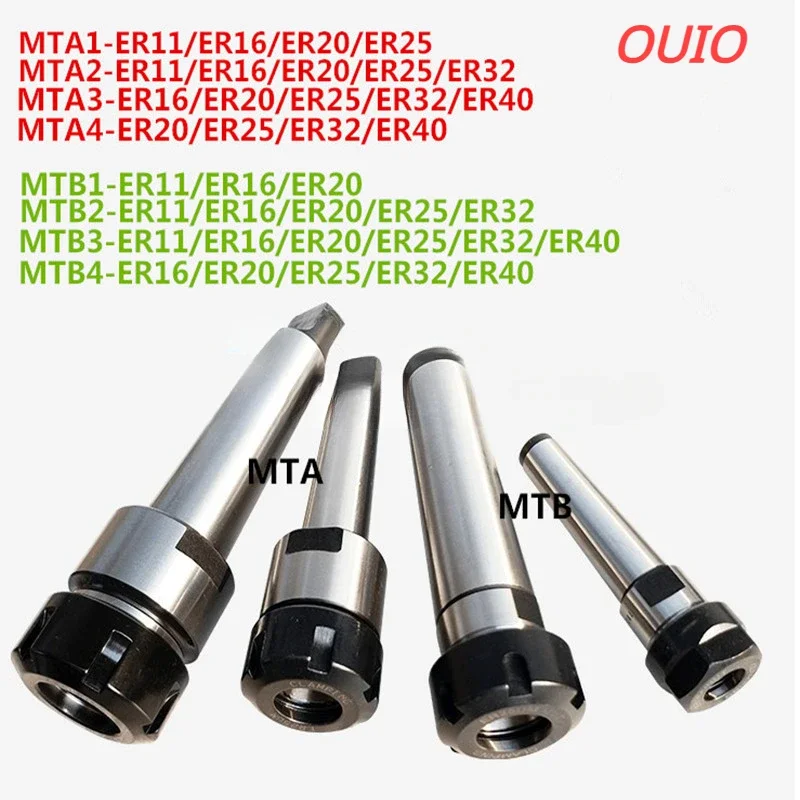 OUIO HOT 1Pcs MT1/MT2/MT3/MT4 Morse Taper ER11/ER16/ER20/ER25/ER32/ER40 Collet Chuck Holder,CNC Tool Holder Clamp.