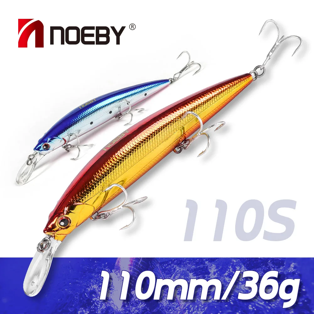 

NOEBY Sinking Minnow Fishing Lures 110mm 36g Electroplating Jerkbait Heavy Minnow Hard Bait Seabass Fishing Tackle