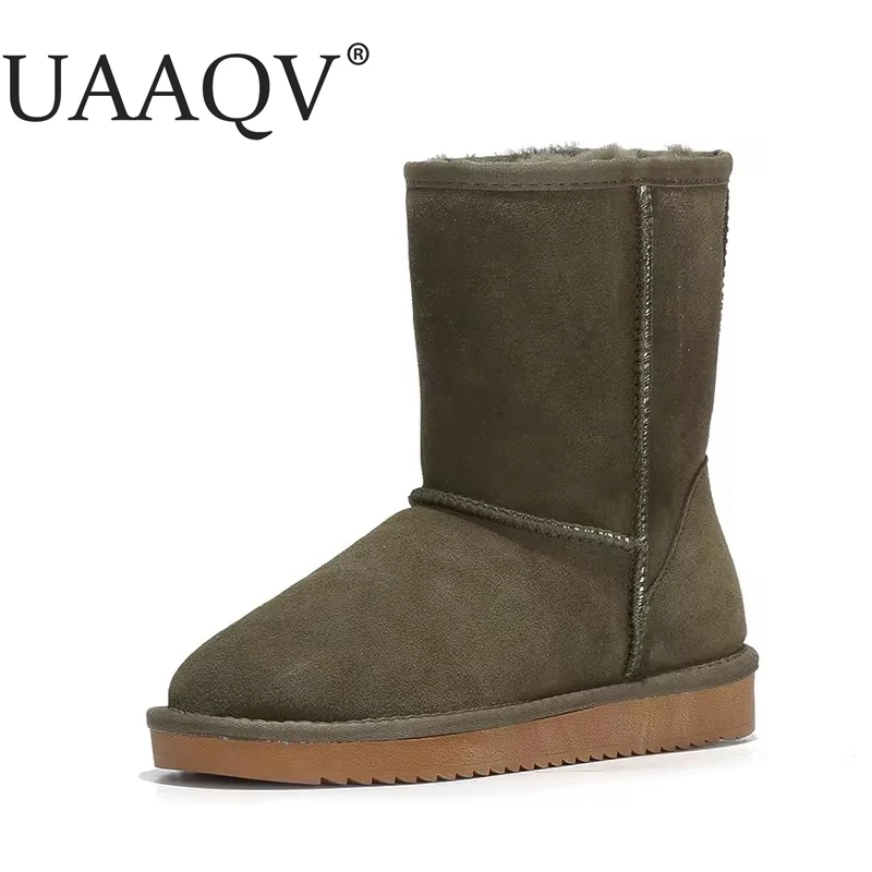 100% Genuine Cowhide Leather Snow Boots Women Australia Boots Winter For Women Warm Botas Mujer platform boots