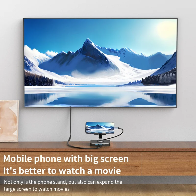 3-in-1 조절식 스위치 폰 패드 스탠드 및 USB-C 허브, HDMI2.0(4K @ 60Hz),USB2.0,PD 100W 충전 포트, 아이폰 15 아이패드 프로용