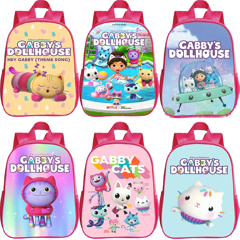 Zaino Per Casa Delle Bambole Di Gabby Per Bambini Zaino Per Scuola Materna Per Bambini Gabby Cats Cartoon Bookbag Girls Pink Small School Bags Mochila