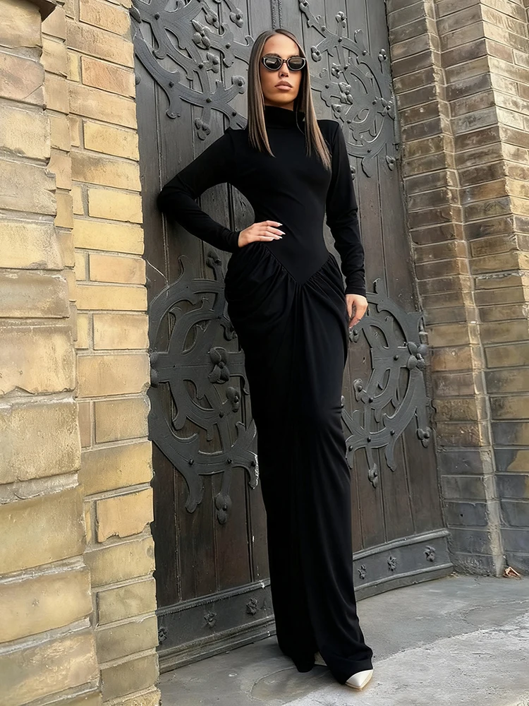 Nibber Full Sleeve Dress Woman Turtleneck Skinny High Stretch Daily Casual Basci Solid Classic Fashion Autumn New Style Vestidos