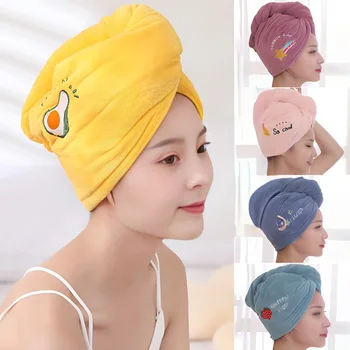 여성용 극세사 샤워 캡 수건 목욕 모자, 가정용 부드러운 샤워 캡, 헤드 랩 흡수성, 빠른 건조 헤드 타월 상품 이미지