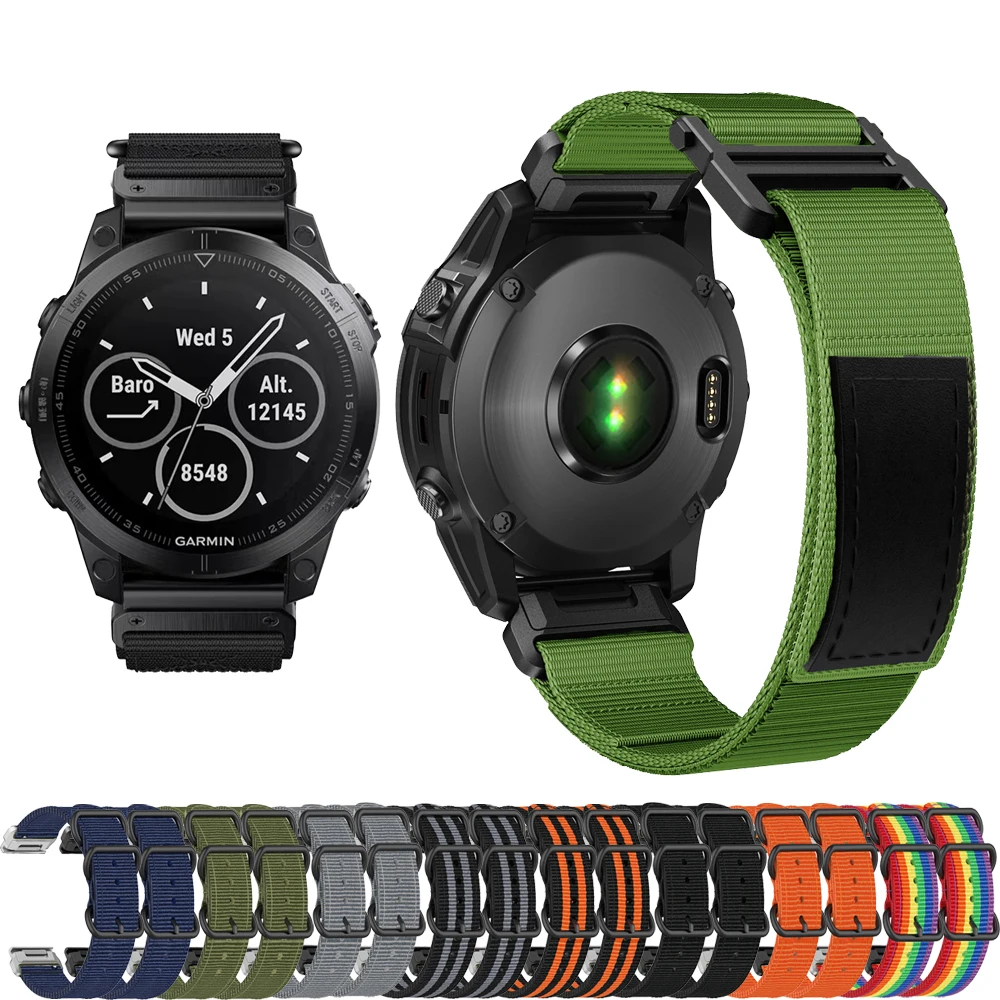 

26mm sports Nylon Strap for Garmin Enduro Strap Fenix 7X 6X Pro Fenix 5X Plus 3 3HR Instinct 2X D2 Bravo Tactix 7Pro Smart Strap