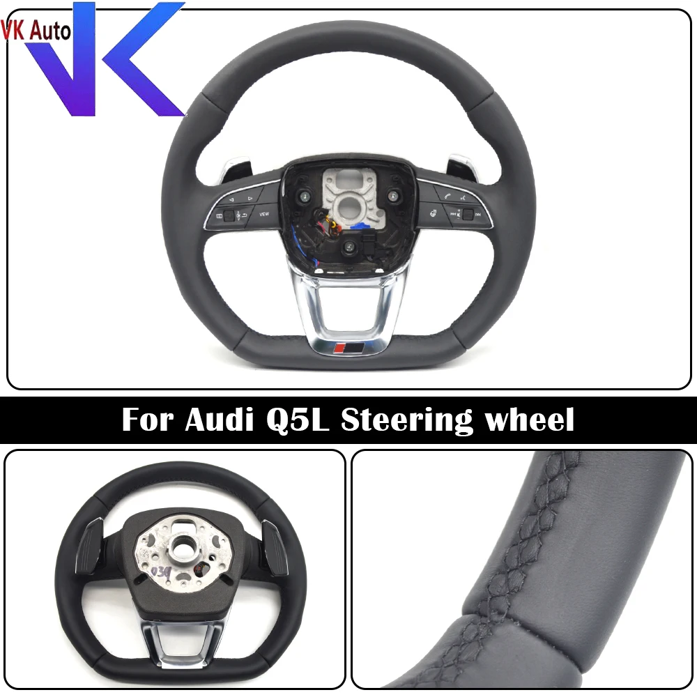 

For Audi Q5 Flat-bottom Sports Heated Leather Black Line Steering Wheel With RS Logo Assembly