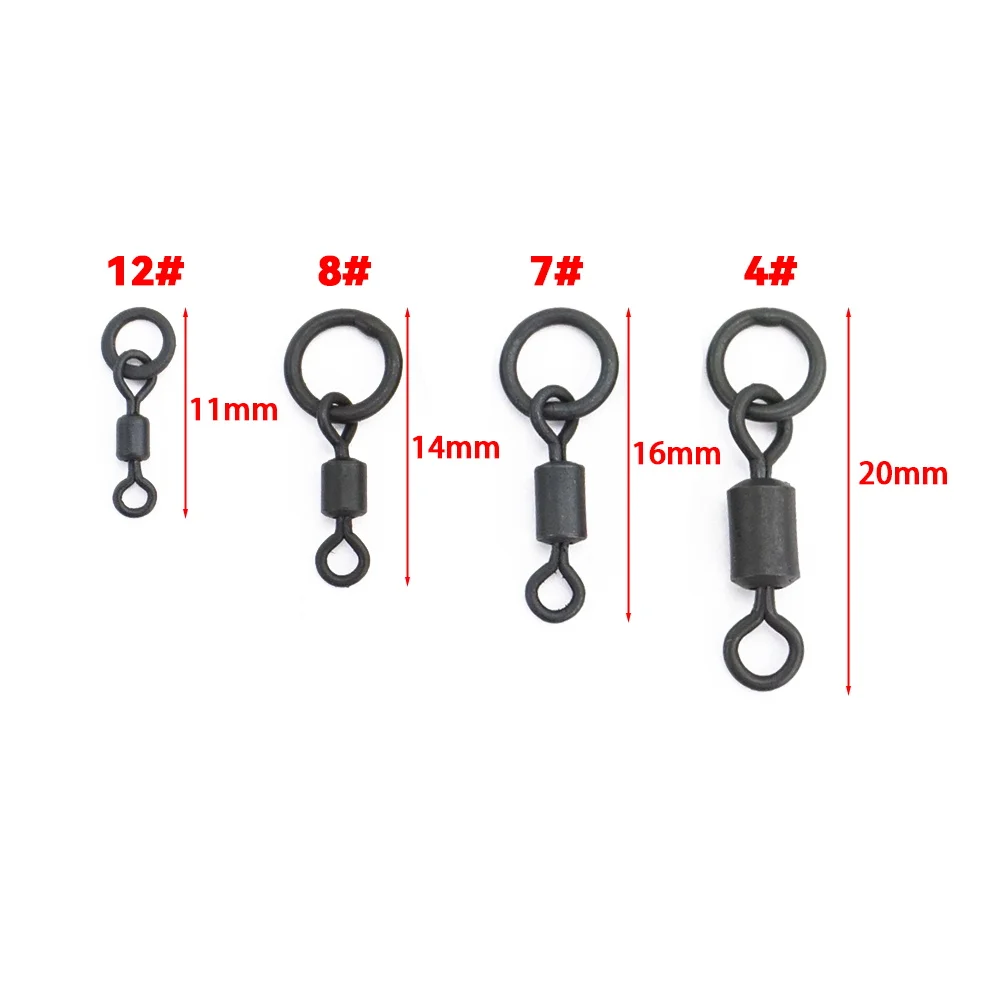 Hirisi 20pcs Fishing Quick Change Solid Ring Swivels Ball Bearing Swivel for Carp Accessories AE044