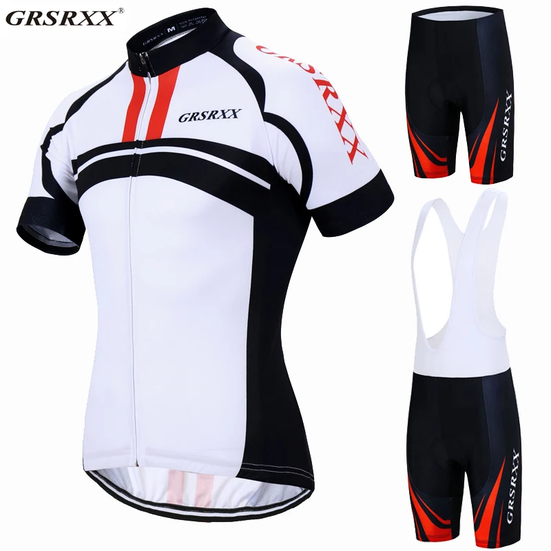 

GRSRXX Cycling Jersey Set Men Premium MTB Cycling Clothing Short Sleeve Bike Team Sportswear Comfortable Anti-UV Bicycle Uniform