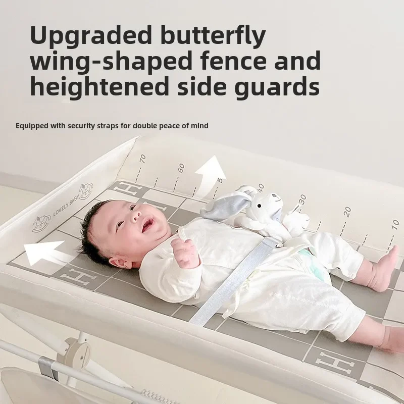 Portable Baby Changing Table for Nursery Height Adjustable Foldable Diaper Table with Swivel Wheels Drying Racks Large Storage