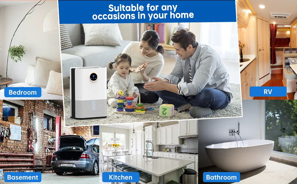 Description Picture 3 of itemDehumidifier, 1.2L large tank, covers up to 80mÂ², suitable for home, bedroom, office, kitchen, EU/US plug