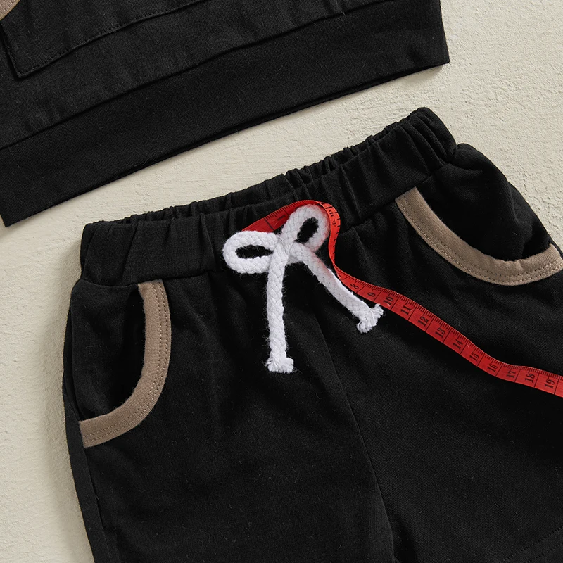 FOCUSNORM 0-3Y Kleinkind Baby Jungen Kleidung Set 2 stücke Kontrast Farbe Ärmellose Kapuzen Tank Tops Elastische Taille Shorts – Detail 10