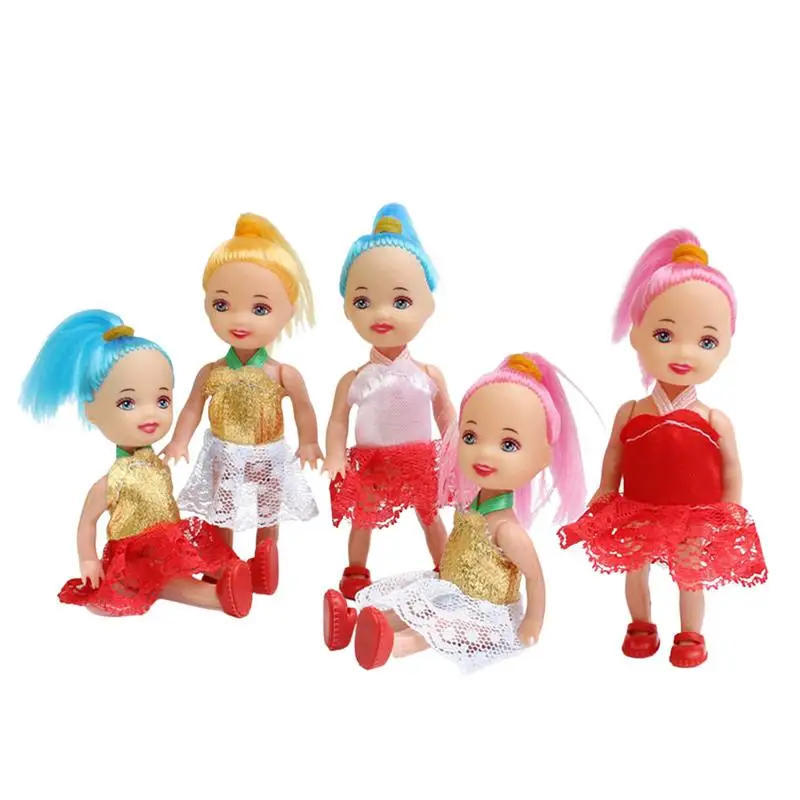 

3 Inch Girl Dolls Mini Dolls For 2-3 Years Old Girls Girl Doll Clothes Dress And Accessories With Colorful Handmade Clothes
