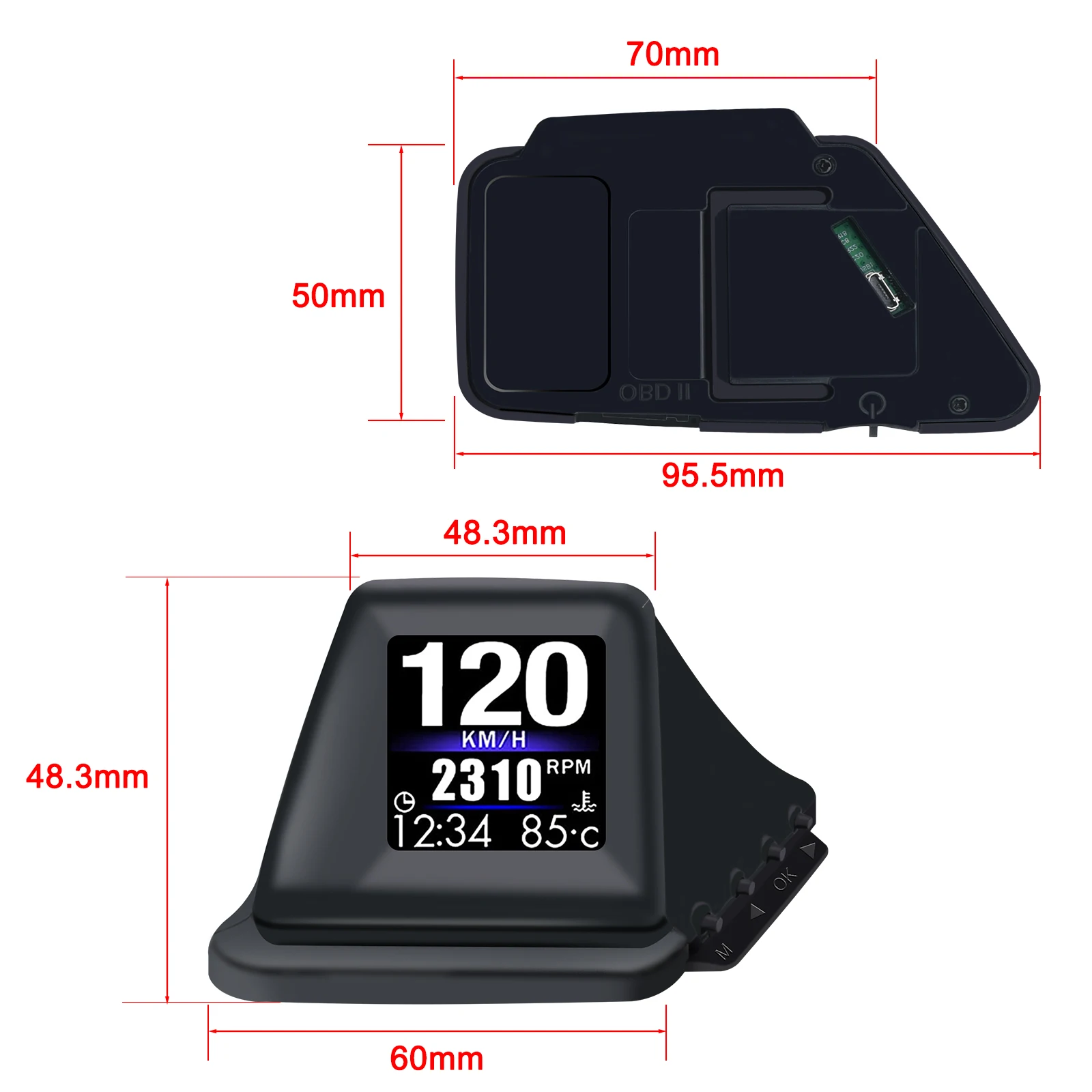ٱ HUD  OBD2 + GPS º ǻ A-ʷ Ʈ ġ, RPM ͺ  з  GPS ӵ, ǰ
