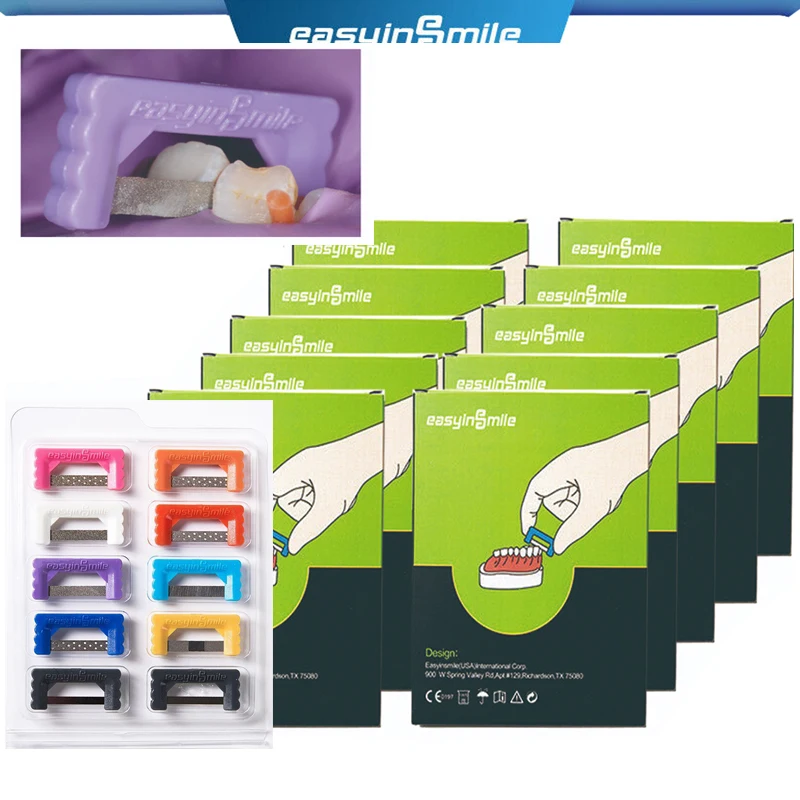 

10packs EASYINSMILE Dental IPR Strips Orthodontic Interproximal Stripping Reduction Polish Stainless Steel Enamel Reduce Saw