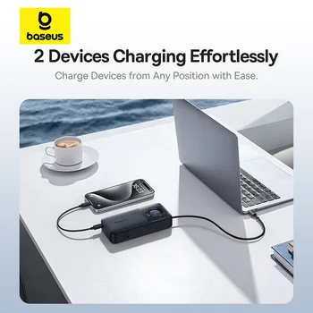 Baseus 65W Power Bank 20000mah Fast Charging with Built-in Retractable Type-C Cable for Laptops iPhone 16 15 Pro Max 5