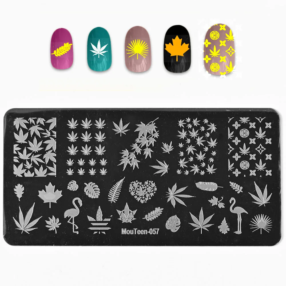 Maple Leaf Nagel Stamping Platten Herbst Winter Blätter Design Polnischen Schablone Nagel Druck Stempel Bild Maniküre Form Schablone Werkzeuge – Detail 9