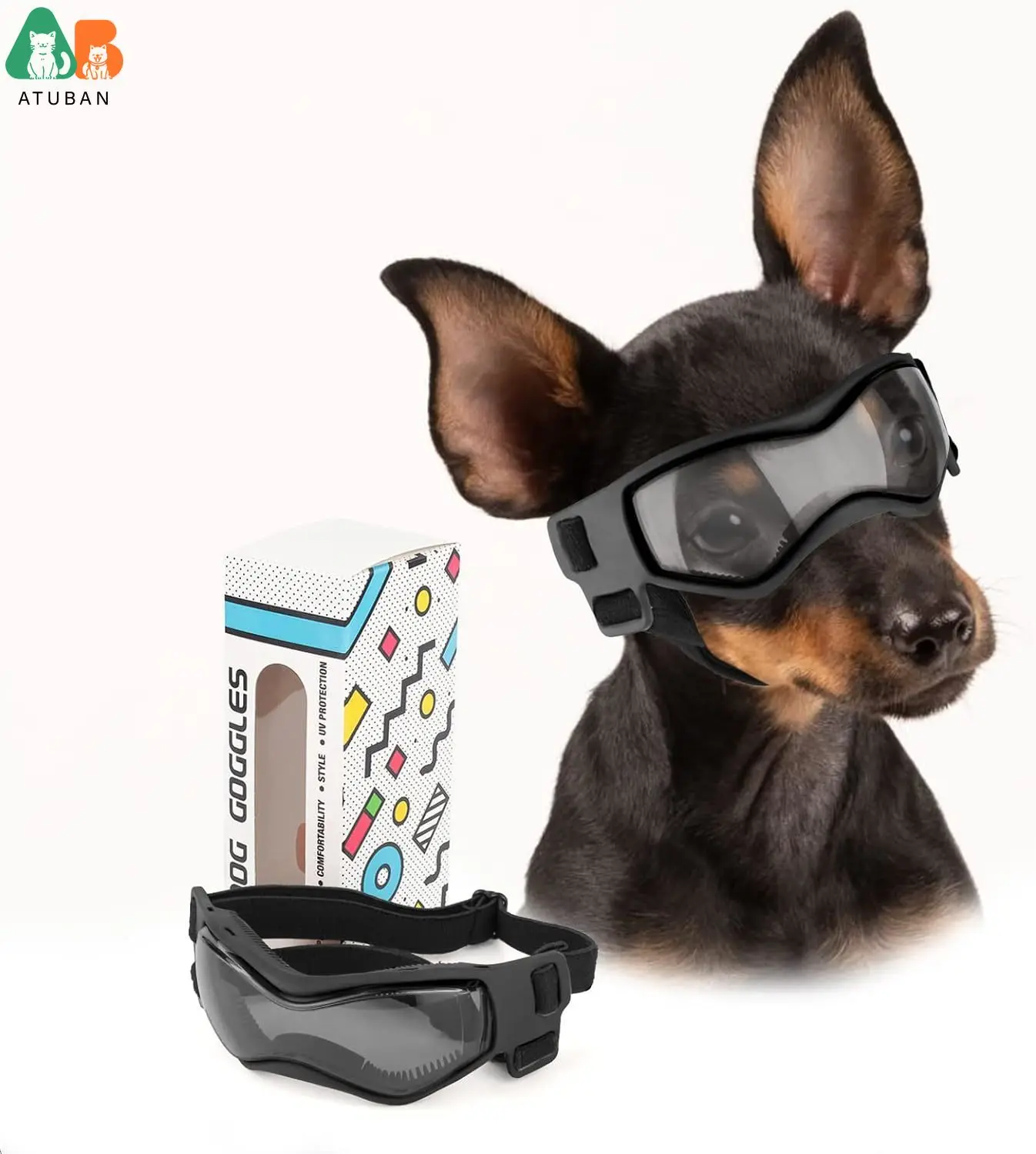

ATUBAN Dog Goggles Small Breed, Dog Sunglasses for Small Breed UV Protection Eyewear for Small Dog Outdoor Riding Driving,Small