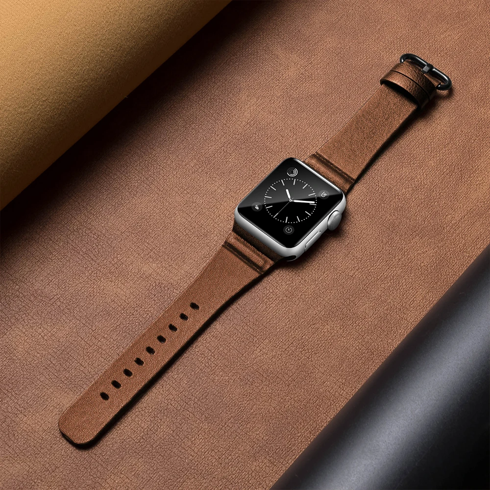 Leather strap for Apple watch 6 5 4 SE 3 44mm 42mm 40mm 38mm premium replacement bracelet strap for iwatch 8 7 45mm 41mm correa