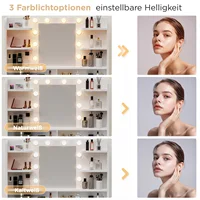 Туалетный столик для макияжа с ящиком, зеркальный косметический туалетный столик с регулируемой светодиодной подсветкой, 108 x 40 x 140 см — изображение 4