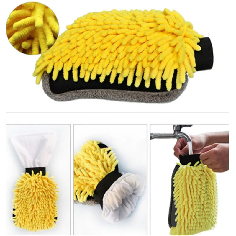 Car Cleaning Drying Gloves Ultrafine Fiber Chenille Microfiber Window