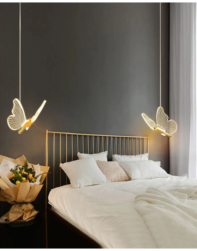 Butterfly LED Wall Lamp Indoor Lighting Home Bedroom Bedside Pendant Lamps Living Room Decoration Interior Wall Light Hanging