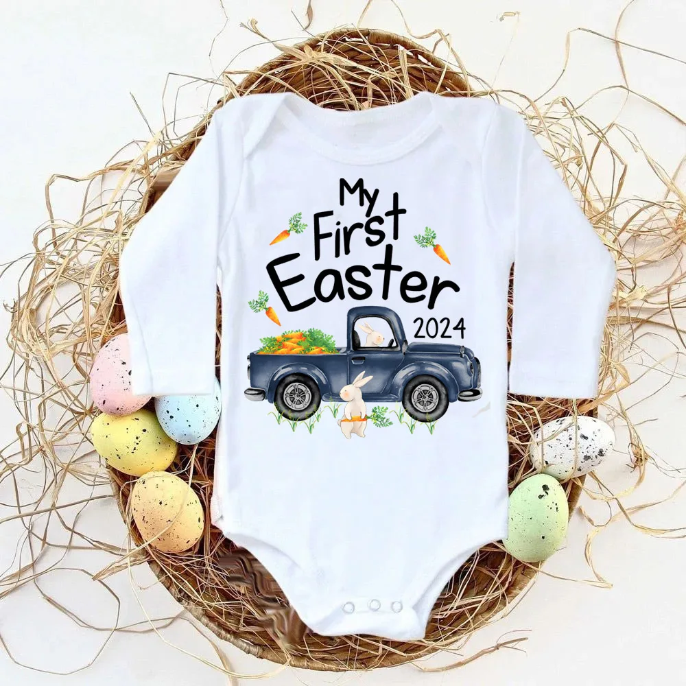 

My First Easter Day Baby Boy Romper Cute Print Newborn Bodysuits Short Sleeve Infant Jumpsuits Easter Day Best Gifts To Baby