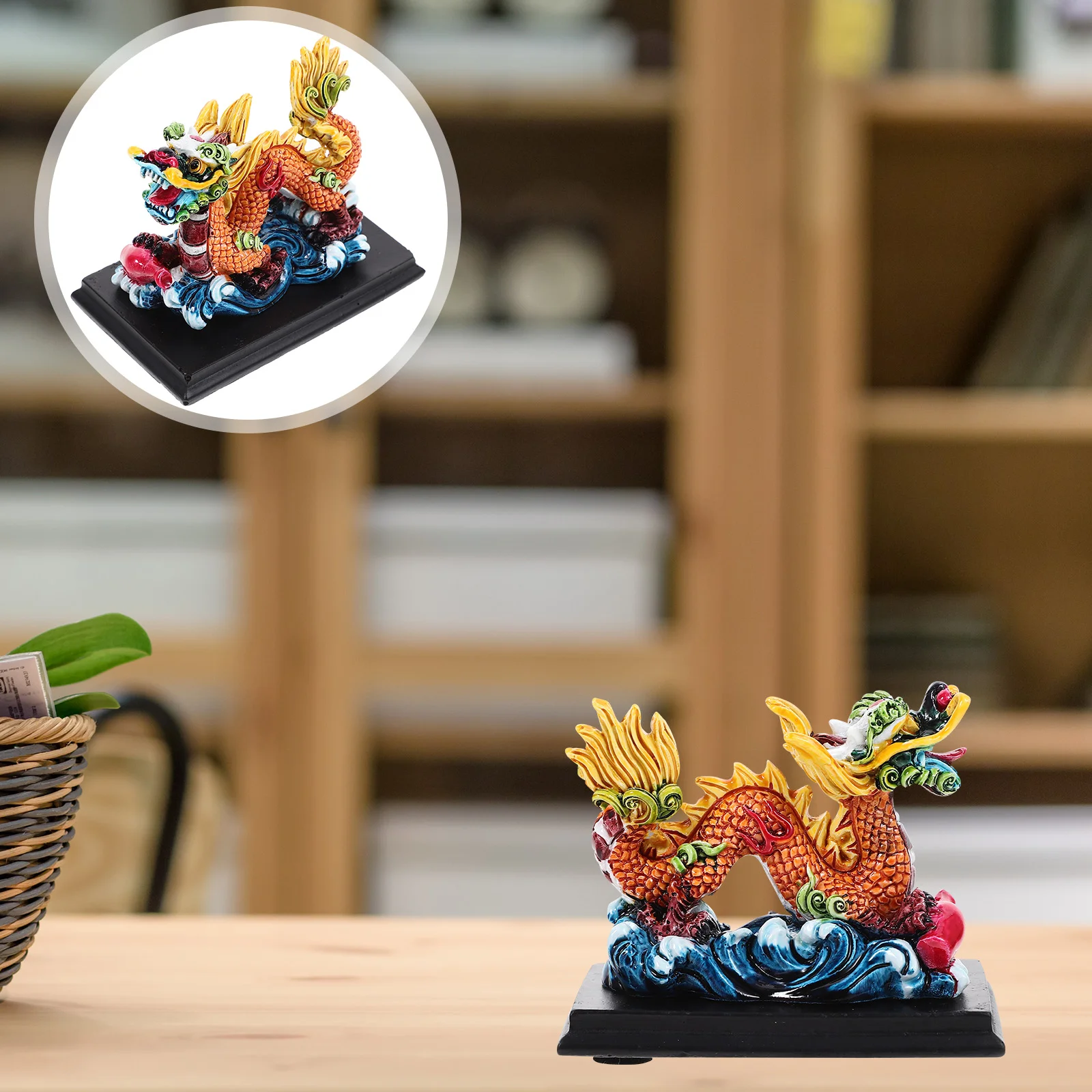 

Resin Chinese Zodiac Dragon Figurine Retro Feng Shui Wealth Dragon Statue Mini Car Dashboard Animal Sculpture