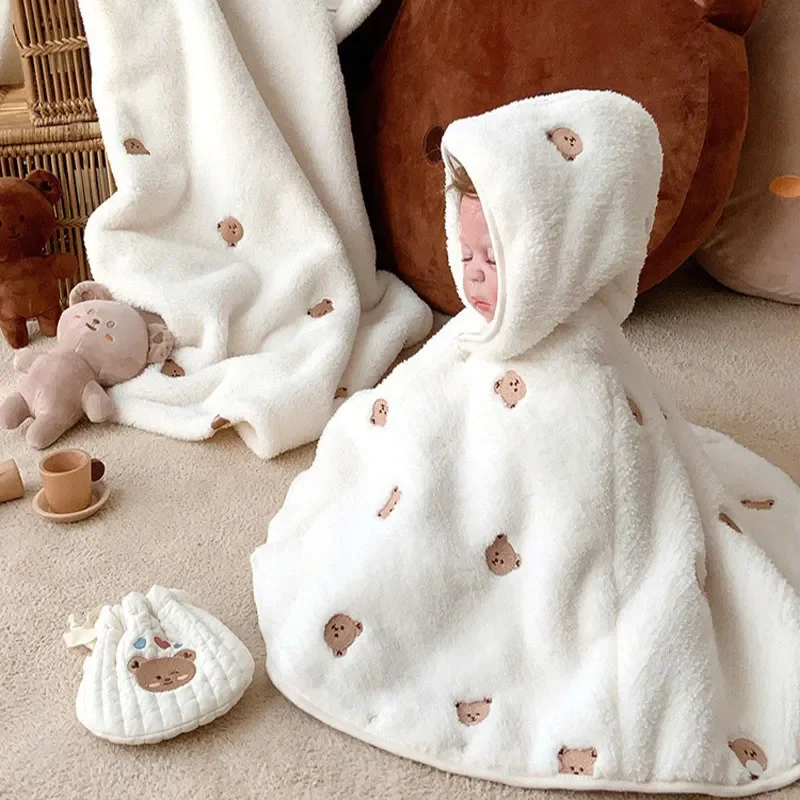 

Fashion Baby Embroidery Windproof Hooded Poncho Cape Cloak Jacket Coat Winter Warm Outfit Kids Cute Outwear Clothes for Newborn