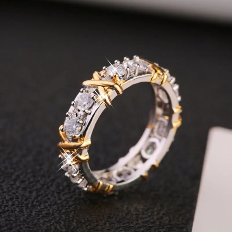 Silver Ring Sterling Interlaced Zircon Crystal Rings for Woman Engagement Wedding Jewelry Gift