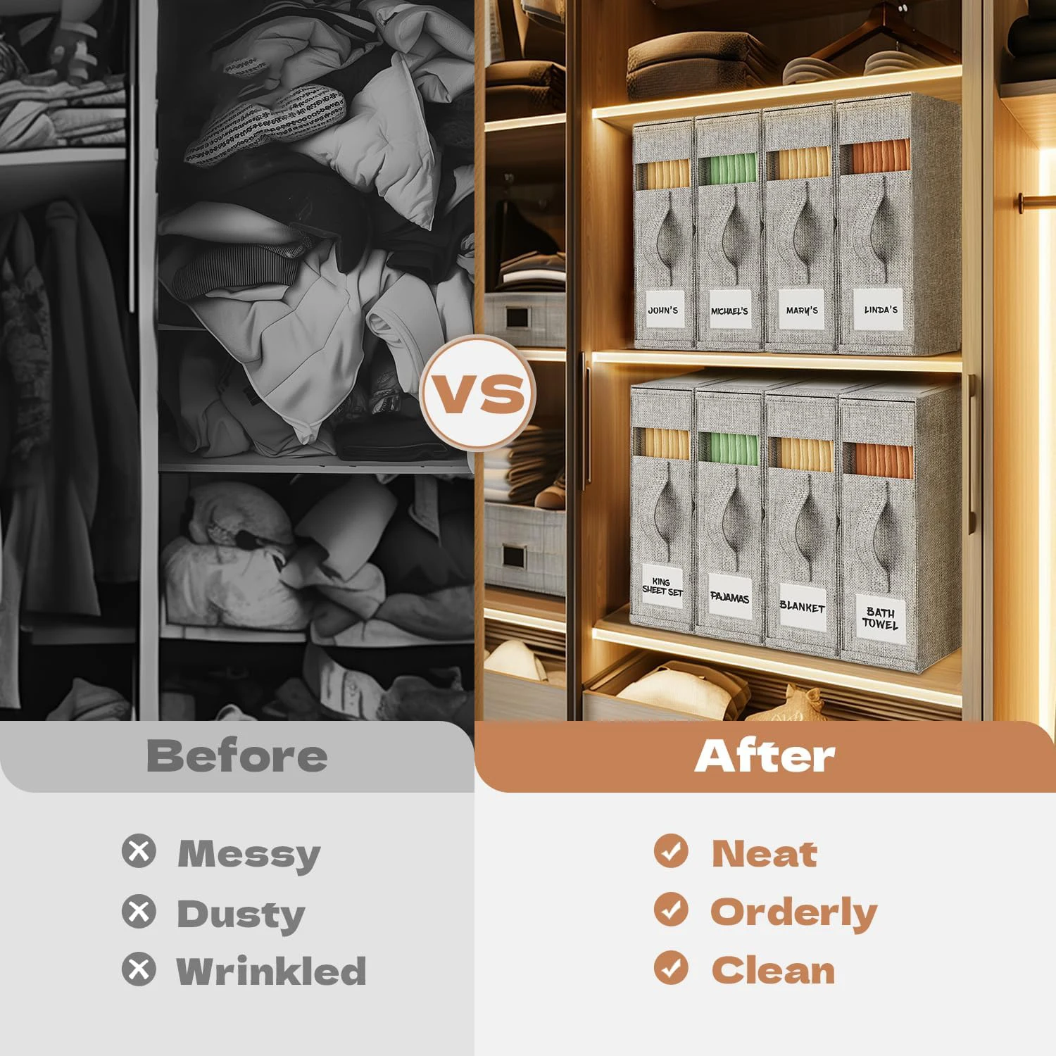 Foldable storage box Household clothing sheet storage  Viewable window zipper partition Non-woven storage box Wardrobe organizer 4