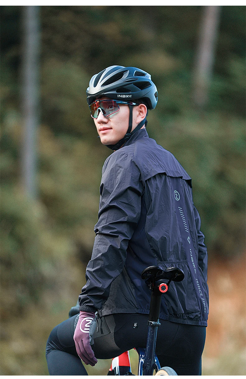 INBIKE Herren- und Damen-Windjacke, langärmelig, Radtrikot, Radfahren, winddichte Kleidung, leicht, reflektierend, Rennrad – Detail 14