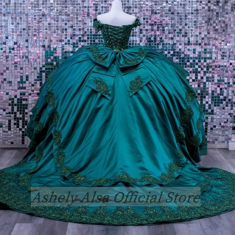 Immagine reale abiti Quinceanera smeraldo 2024 abito da ballo con lacci in rilievo festa di compleanno abito da ballo Vestido De 15 Anos Sweet 16