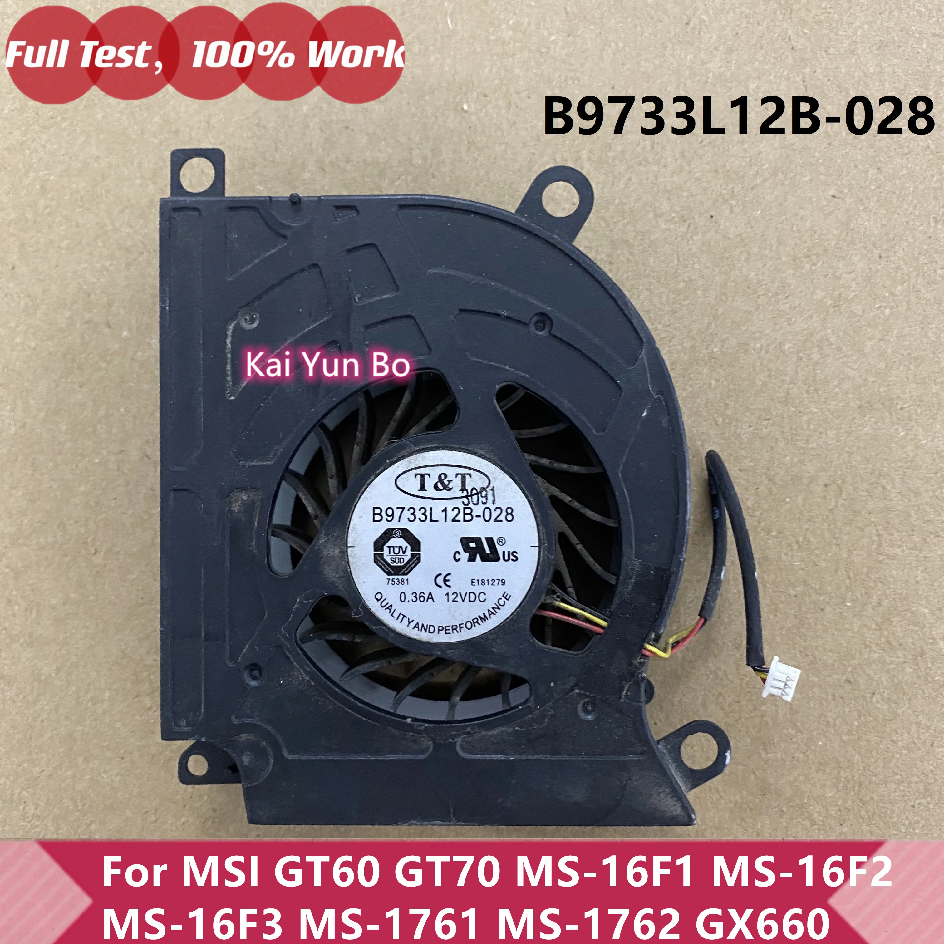 

Original For MSI GT60 GT70 MS-16F1 MS-16F2 MS-16F3 MS-1761 MS-1762 GX660 GT680 Laptop CPU Cooling Fan Notebook B9733L12B-028