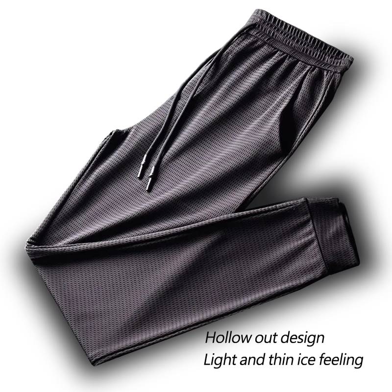 Hose Herren Sommer dünne Mesh atmungsaktive Eis hose Kordel zug gerade lose Stretch schnell trocknen Freizeit hose Pantalones Hombre – Detail 9