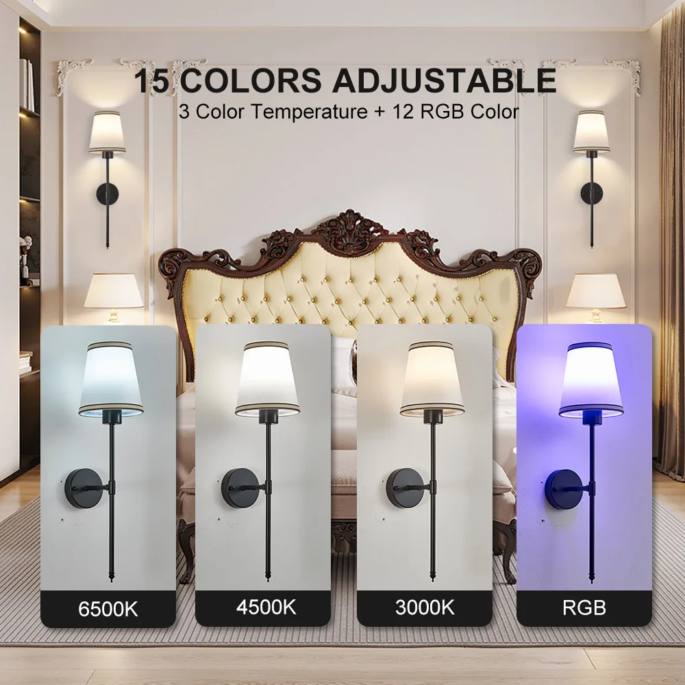 مجموعة شمعدان حائط تعمل بالبطارية مكونة من وحدتين،...