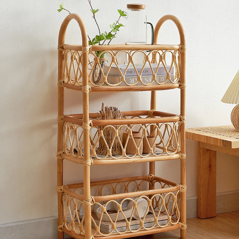 

Rack rattan multi-layer simple rattan balcony home floor rack rattan flower rack