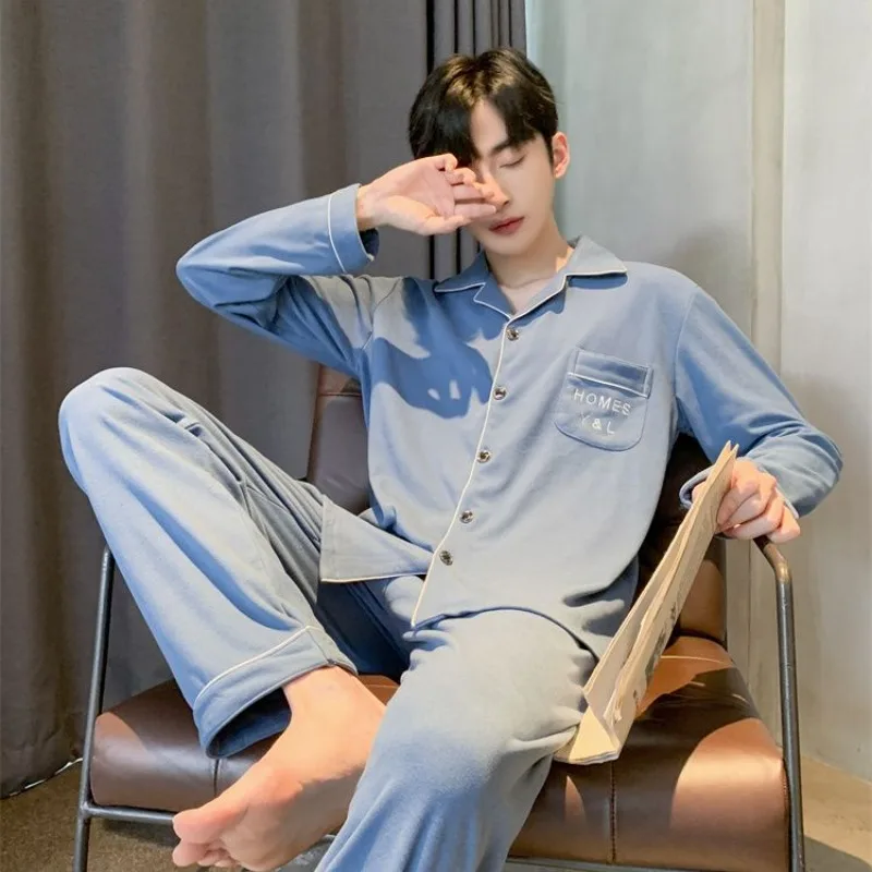 Autumn Winter Men's Pajamas Plush Thickened Boys Double-sided German Home Clothing Long Sleeved Pants Thin Youth Loungewear Set