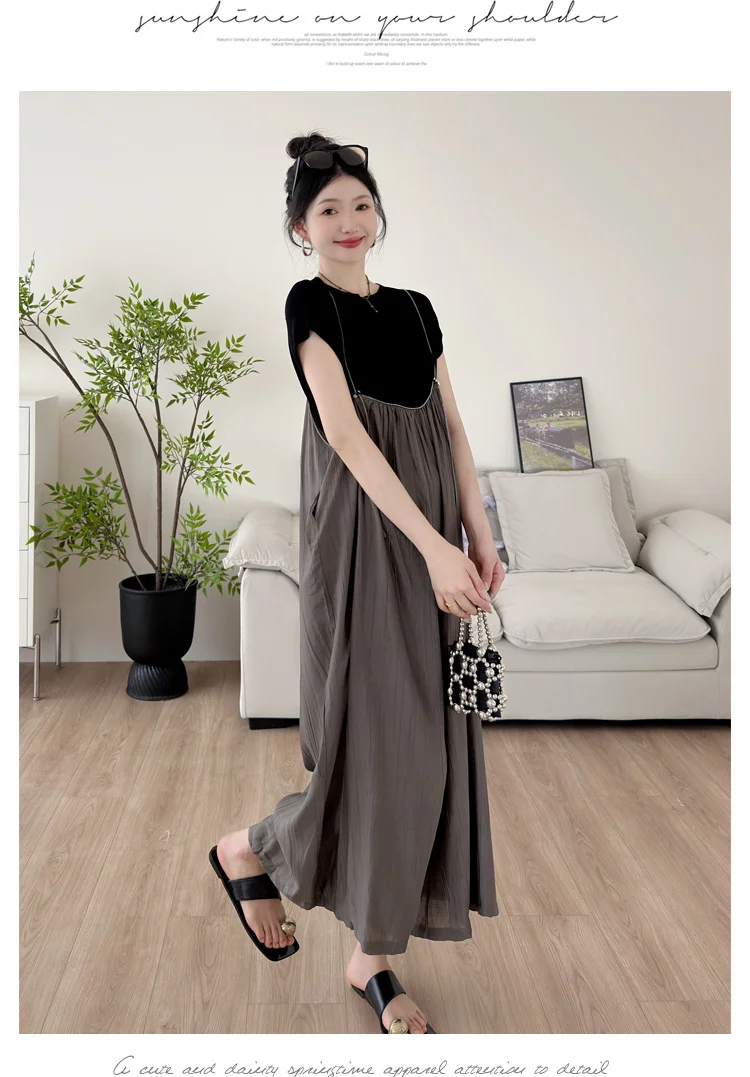 

Korean Style Summer Plus Size Maternity Jumpsuits Fashion Zipper Fly Adjustable Strap Overalls Long Loose Pregnant Woman Rompers