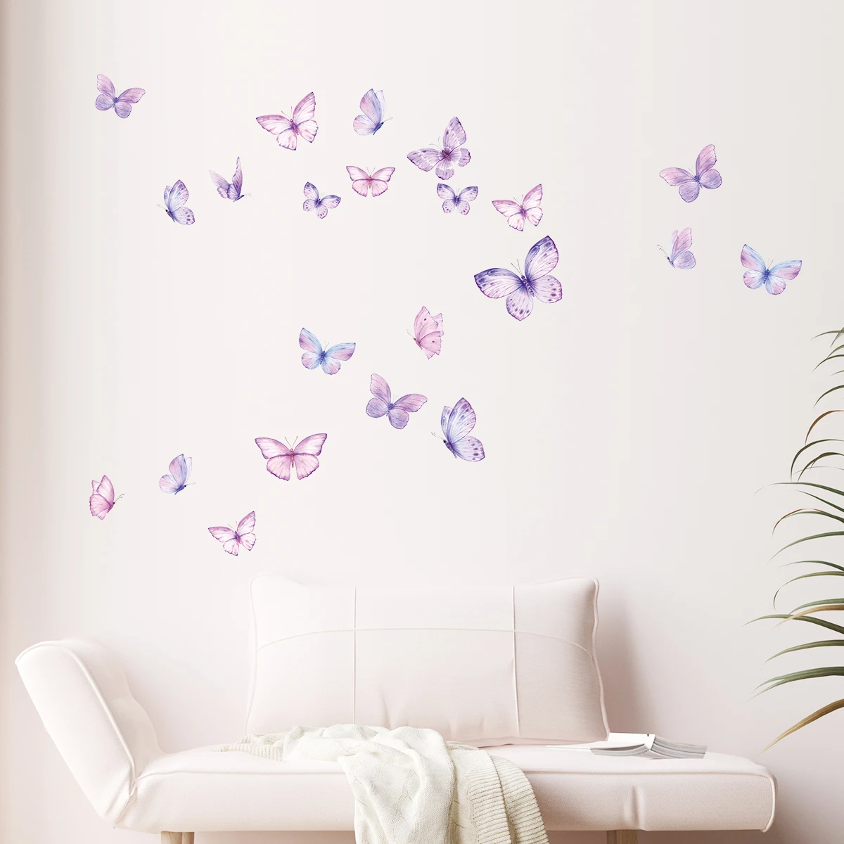 Wall Stickers Watercolor Flying Butterflies Pattern for Kids Room Decoration Baby Nursery Room 17pcs