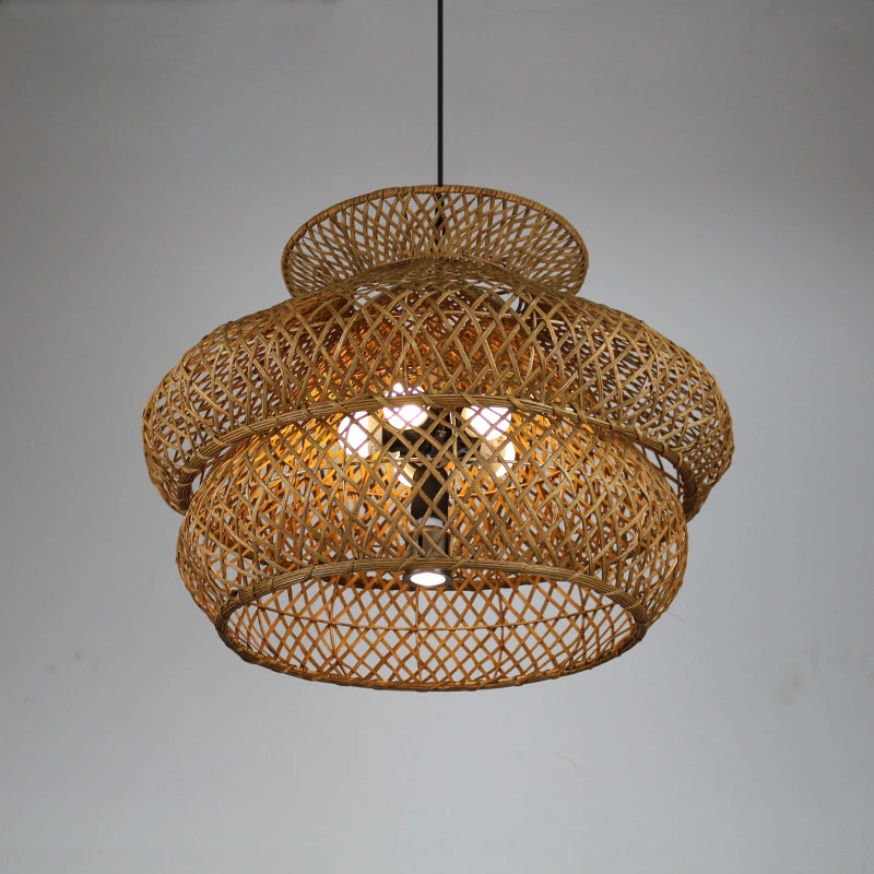

Pastoral Style Rattan Chandelier Lights Chinese Restaurant Farm Courtyard Hanging Lamp Vintage Rattan Lamp Creative Art Lighting