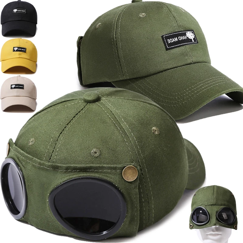 Retro Pilot Hat Sunglasses Baseball Cap Men Women‘s Hiphop Trend