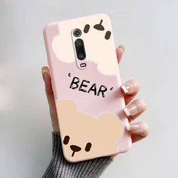 Adorable Cat Soft Silicone Phone Back Cover - Cute Cartoon Design (Black) for Redmi K20 (Pink-M01)