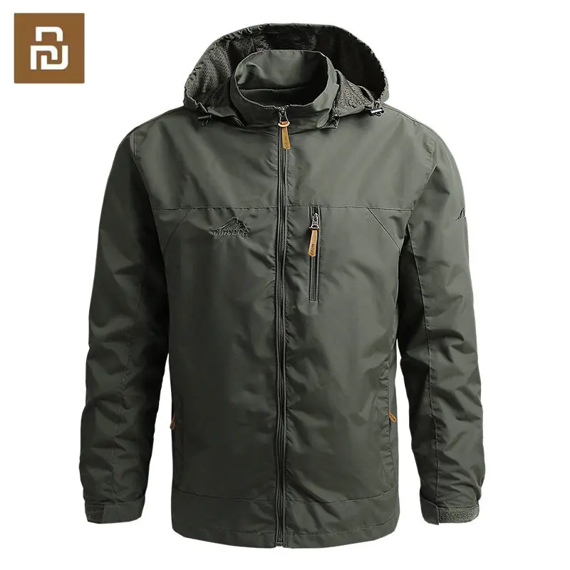 

Мужская водонепроницаемая куртка Youpin с капюшоном, верхняя одежда для улицы, ветровка, ветровка, зимняя Осенняя военная куртка, ветровка
