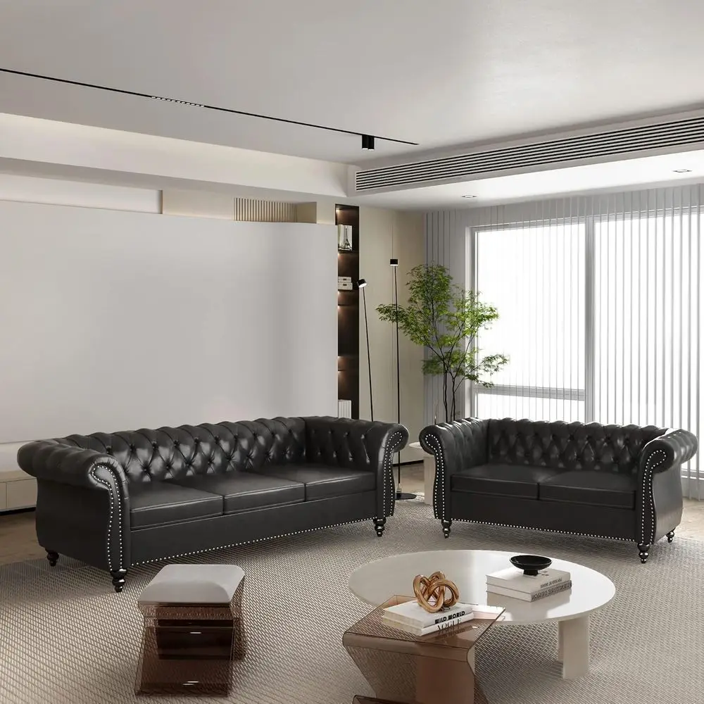 Chesterfield Leather Sofa Set 1